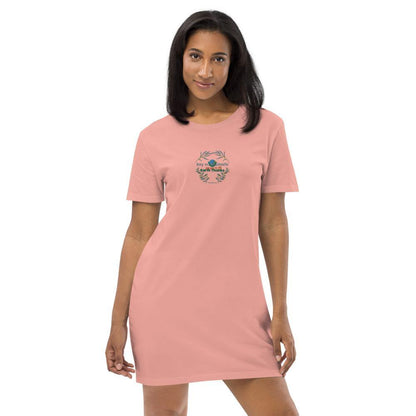 Say no to plastic - Organic cotton t-shirt dress - Earth Thanks - Say no to plastic - Organic cotton t-shirt dress - natural, vegan, eco-friendly, organic, sustainable, apparel, cotton, cotton fiber, eco fashion, eco textiles, embroidery, organic cotton, outfit, sport, sports wear, sportswear, T-shirt dress, woman