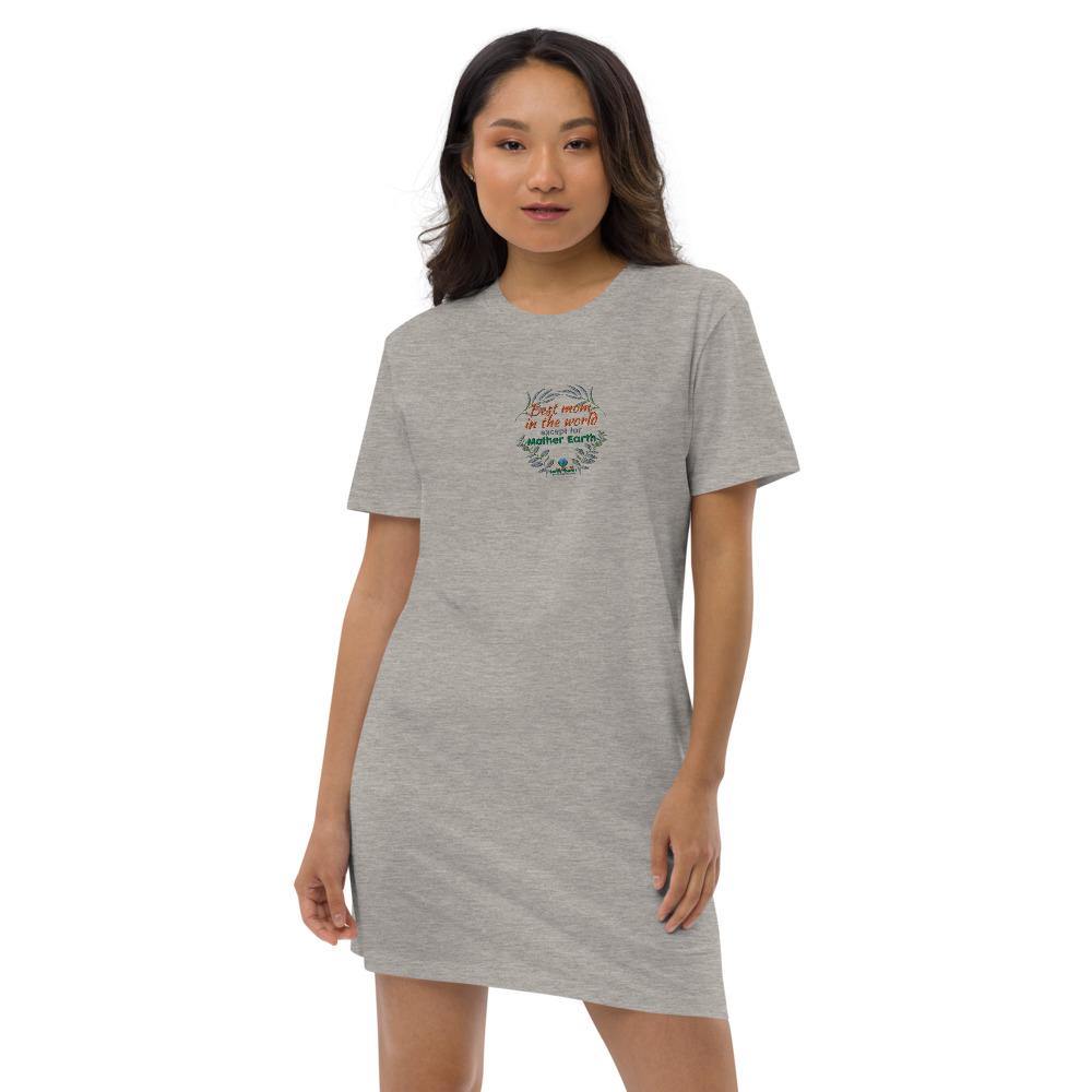 Best mom in the world - Organic cotton t-shirt dress - Earth Thanks - Best mom in the world - Organic cotton t-shirt dress - natural, vegan, eco-friendly, organic, sustainable, apparel, cotton, dress, eco fashion, eco textiles, embroidery, organic cotton, outfit, sport, sports wear, sportswear, T-shirt dress