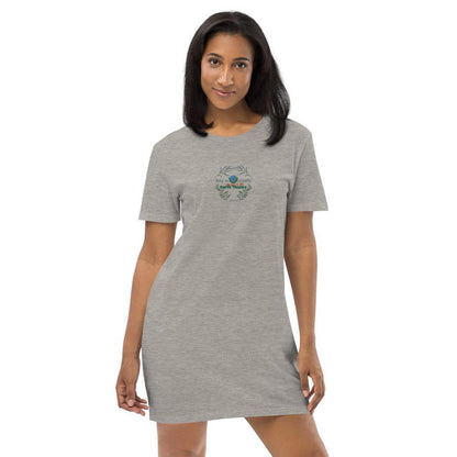 Say no to plastic - Organic cotton t-shirt dress - Earth Thanks - Say no to plastic - Organic cotton t-shirt dress - natural, vegan, eco-friendly, organic, sustainable, apparel, cotton, cotton fiber, eco fashion, eco textiles, embroidery, organic cotton, outfit, sport, sports wear, sportswear, T-shirt dress, woman