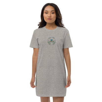 Say no to plastic - Organic cotton t-shirt dress - Earth Thanks - Say no to plastic - Organic cotton t-shirt dress - natural, vegan, eco-friendly, organic, sustainable, apparel, cotton, cotton fiber, eco fashion, eco textiles, embroidery, organic cotton, outfit, sport, sports wear, sportswear, T-shirt dress, woman