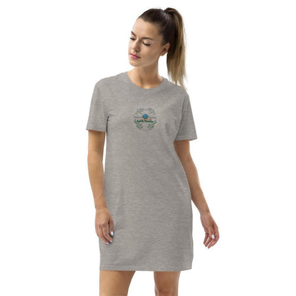 Say no to plastic - Organic cotton t-shirt dress - Earth Thanks - Say no to plastic - Organic cotton t-shirt dress - natural, vegan, eco-friendly, organic, sustainable, apparel, cotton, cotton fiber, eco fashion, eco textiles, embroidery, organic cotton, outfit, sport, sports wear, sportswear, T-shirt dress, woman