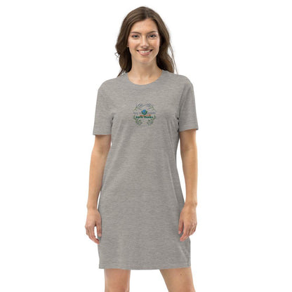 Say no to plastic - Organic cotton t-shirt dress - Earth Thanks - Say no to plastic - Organic cotton t-shirt dress - natural, vegan, eco-friendly, organic, sustainable, apparel, cotton, cotton fiber, eco fashion, eco textiles, embroidery, organic cotton, outfit, sport, sports wear, sportswear, T-shirt dress, woman