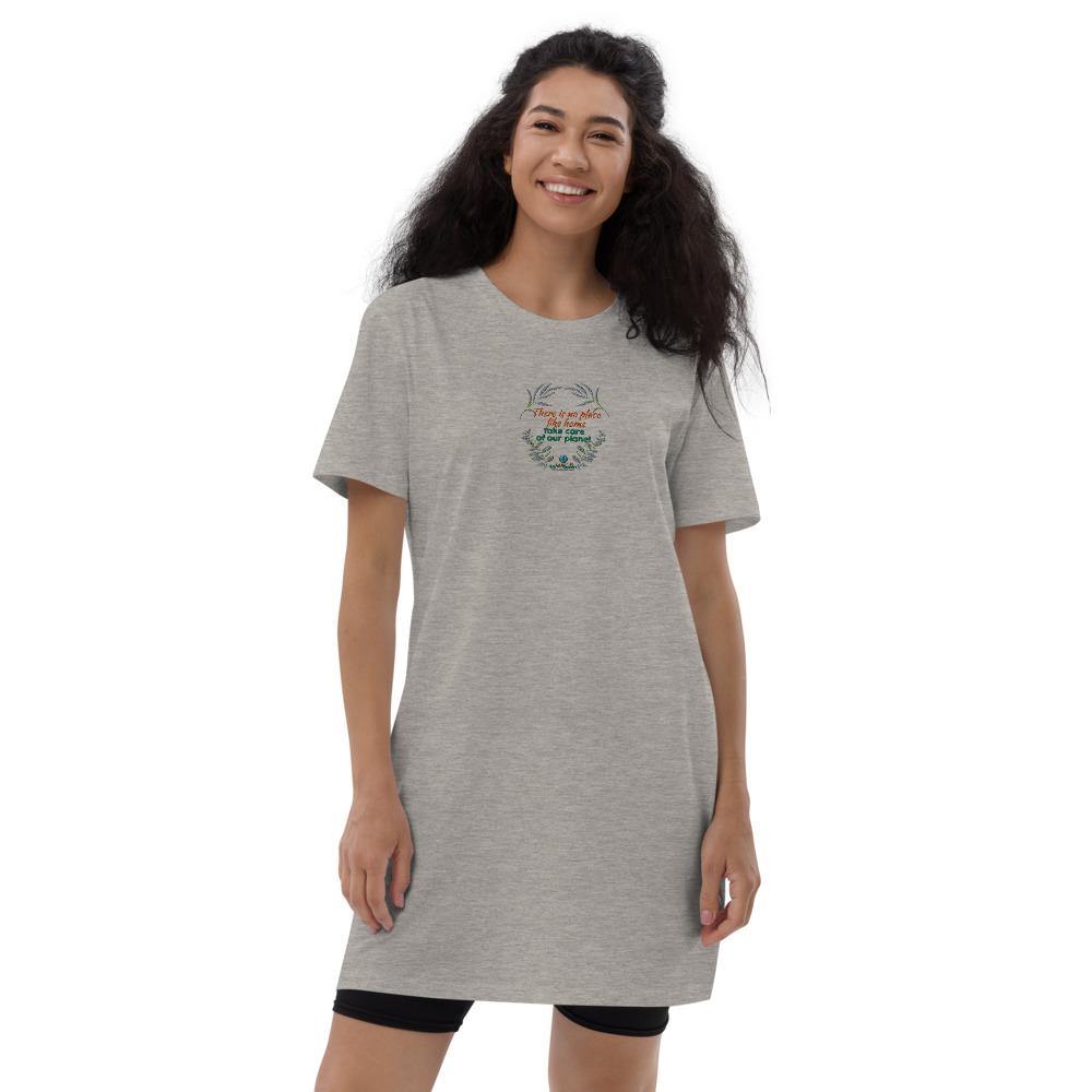 There is no place like home - Organic cotton t-shirt dress - Earth Thanks - There is no place like home - Organic cotton t-shirt dress - natural, vegan, eco-friendly, organic, sustainable, accessories, apparel, compostable, cotton, eco fashion, eco textiles, embroidery, home, non toxic, organic, organic cotton, outdoor, recyclable, recycle, recycle friendly, reusable, soft, sustainable fashion, T-shirt, T-shirt dress, travel, vegan friendly, woman