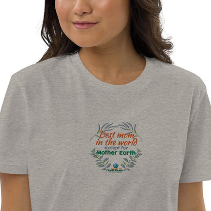 Best mom in the world - Organic cotton t-shirt dress - Earth Thanks - Best mom in the world - Organic cotton t-shirt dress - natural, vegan, eco-friendly, organic, sustainable, apparel, cotton, dress, eco fashion, eco textiles, embroidery, organic cotton, outfit, sport, sports wear, sportswear, T-shirt dress