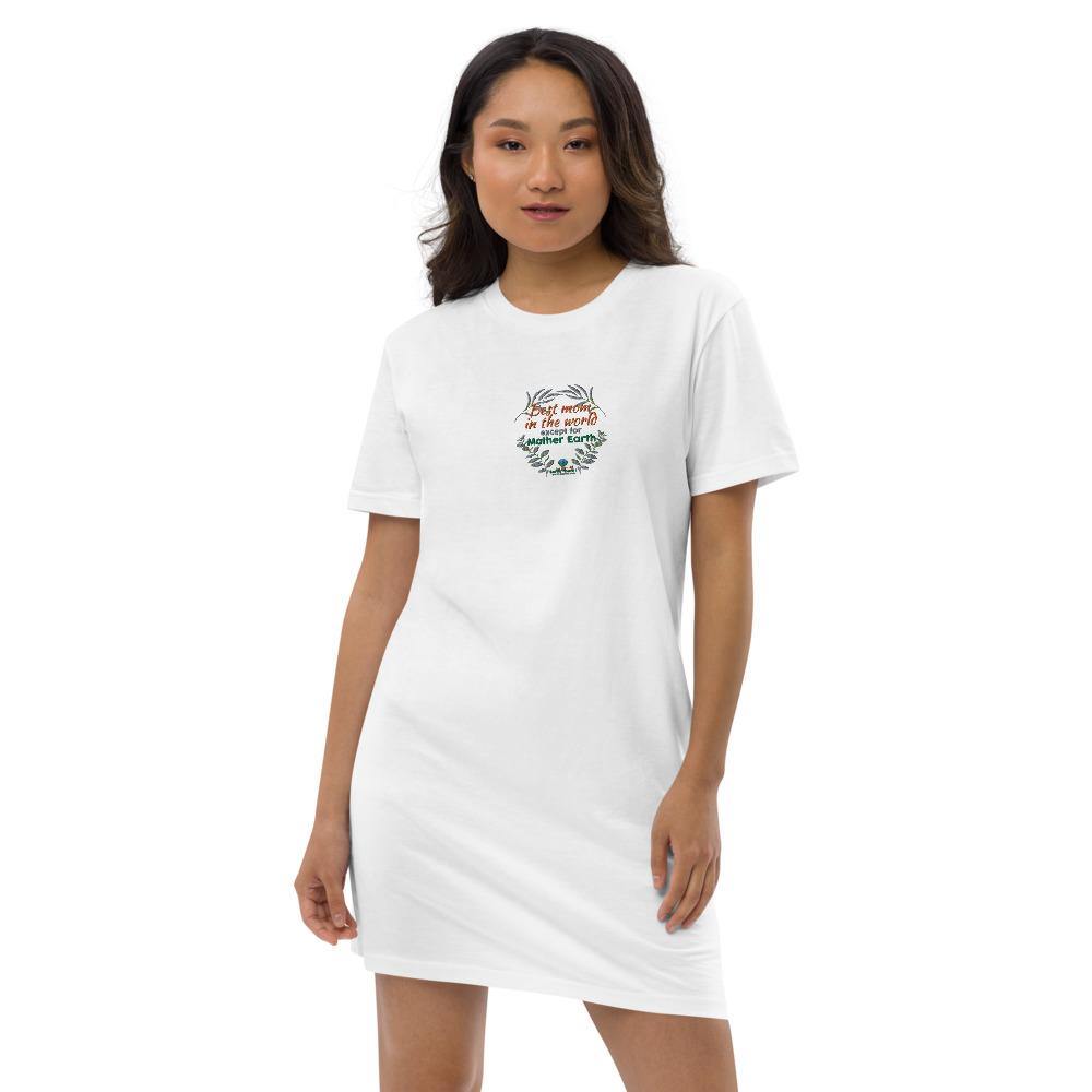 Best mom in the world - Organic cotton t-shirt dress - Earth Thanks - Best mom in the world - Organic cotton t-shirt dress - natural, vegan, eco-friendly, organic, sustainable, apparel, cotton, dress, eco fashion, eco textiles, embroidery, organic cotton, outfit, sport, sports wear, sportswear, T-shirt dress