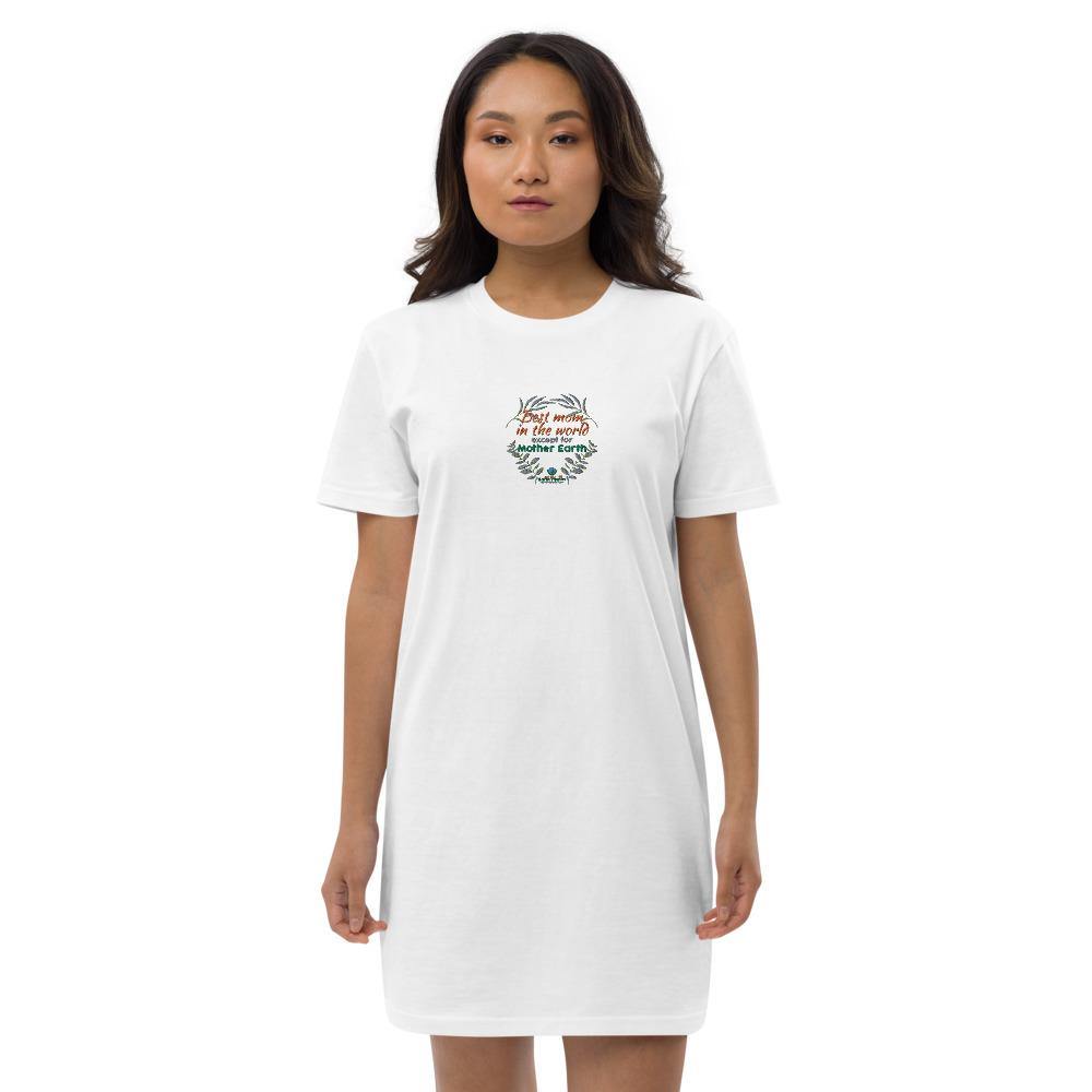 Best mom in the world - Organic cotton t-shirt dress - Earth Thanks - Best mom in the world - Organic cotton t-shirt dress - natural, vegan, eco-friendly, organic, sustainable, apparel, cotton, dress, eco fashion, eco textiles, embroidery, organic cotton, outfit, sport, sports wear, sportswear, T-shirt dress