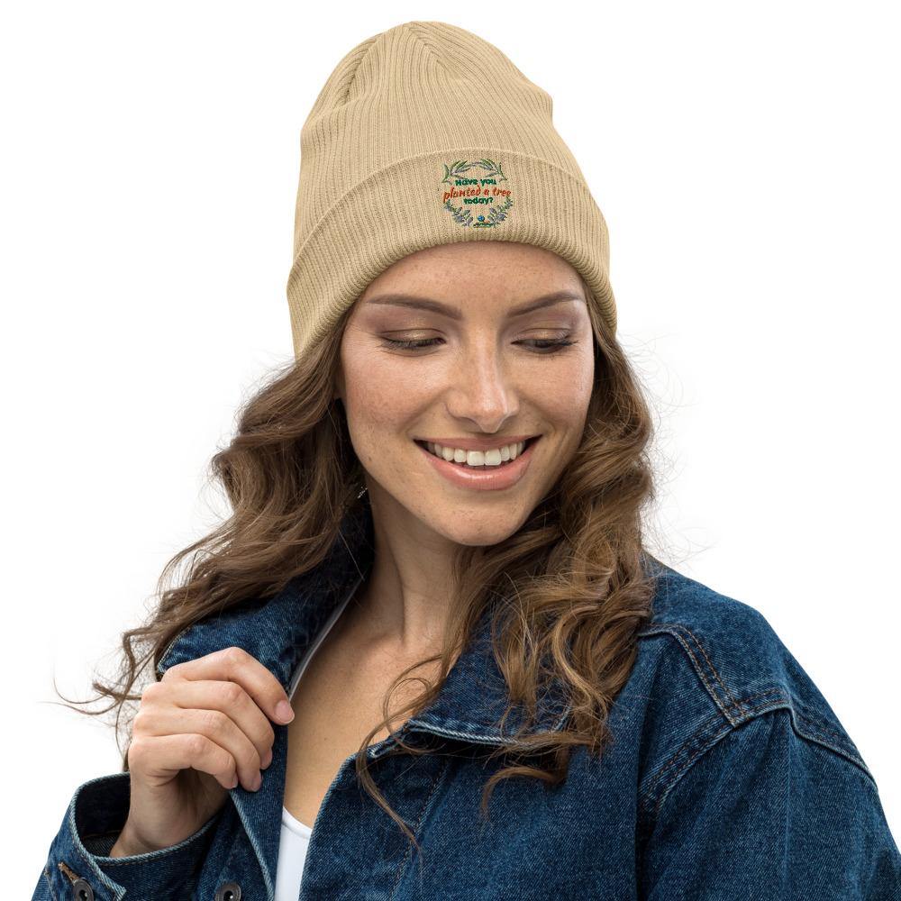 Have you planted a tree today? - Organic ribbed beanie - Earth Thanks - Have you planted a tree today? - Organic ribbed beanie - cotton, non toxic, organic, organic cotton, outdoor, portable, recyclable, recycle friendly, reusable, travel