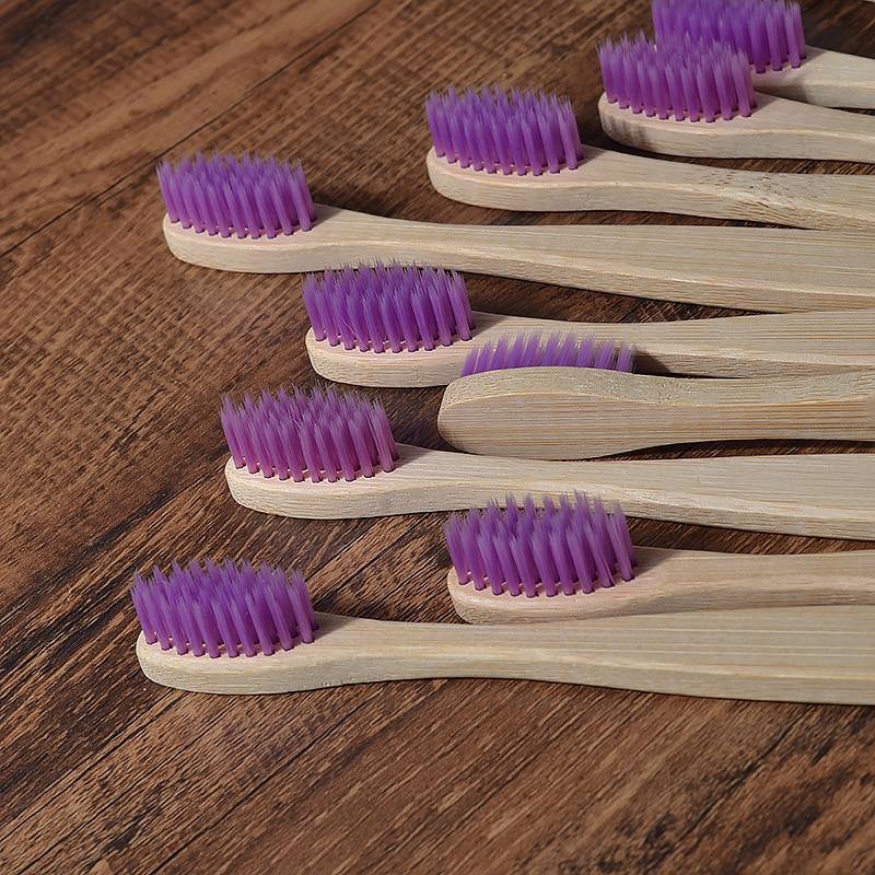 Natural Bamboo Antibacterial Toothbrushes Set of 12 pieces - Earth Thanks