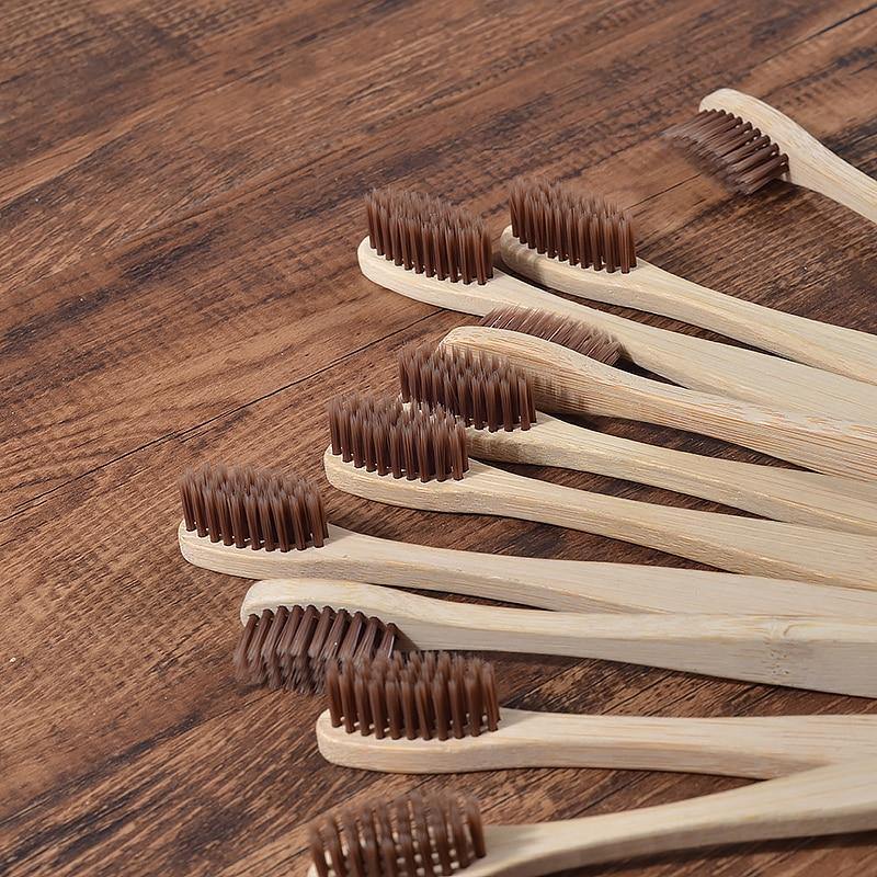 Natural Bamboo Antibacterial Toothbrushes Set of 12 pieces - Earth Thanks