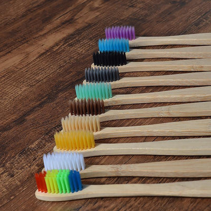 Natural Bamboo Antibacterial Toothbrushes Set of 12 pieces - Earth Thanks