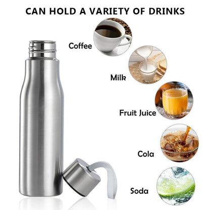 Stainless Steel Insulated Water Bottle - Earth Thanks - Stainless Steel Insulated Water Bottle - natural, vegan, eco-friendly, organic, sustainable, bottle, camping, coffee, container, cup, dinner, dinnerware, drink, drinking cup, food storage, fresh, home, home care, house, insulated, liquid, lunch, metal, milk, non toxic, nylon, office, outdoor, portable, recyclable, recycle, recycle friendly, reusable, save food, stainless steel, steel, sterile, tableware, tea, travel, vegan friendly, water