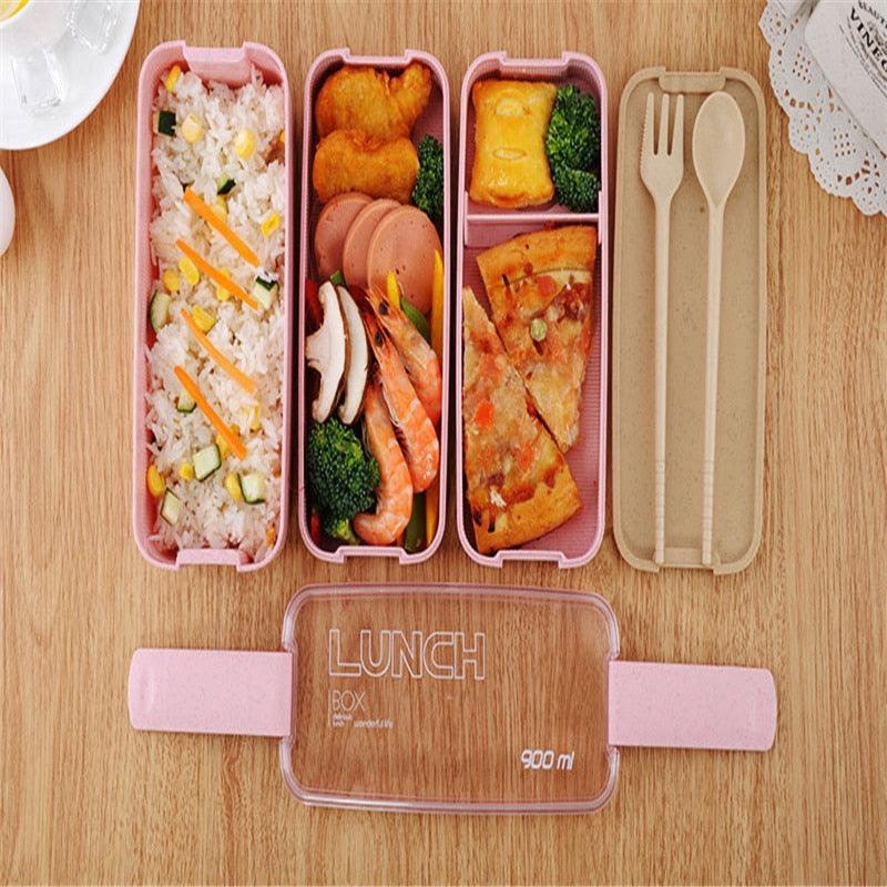 Eco-Friendly Wheat Straw Lunch Box - 3 Layer Bioplastic Container 900ml/750ml