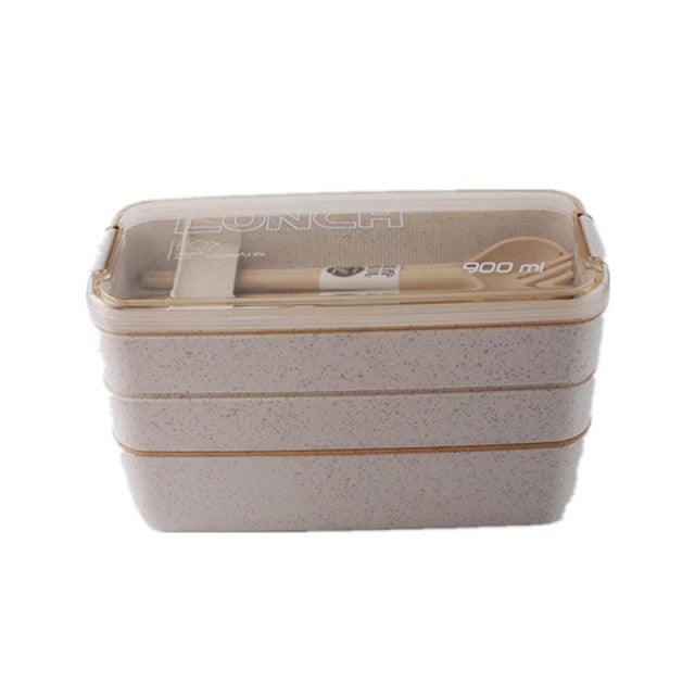 Eco-Friendly Wheat Straw Lunch Box - 3 Layer Bioplastic Container 900ml/750ml