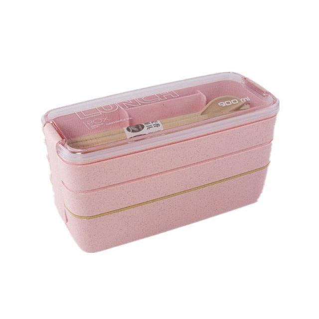 Eco-Friendly Wheat Straw Lunch Box - 3 Layer Bioplastic Container 900ml/750ml