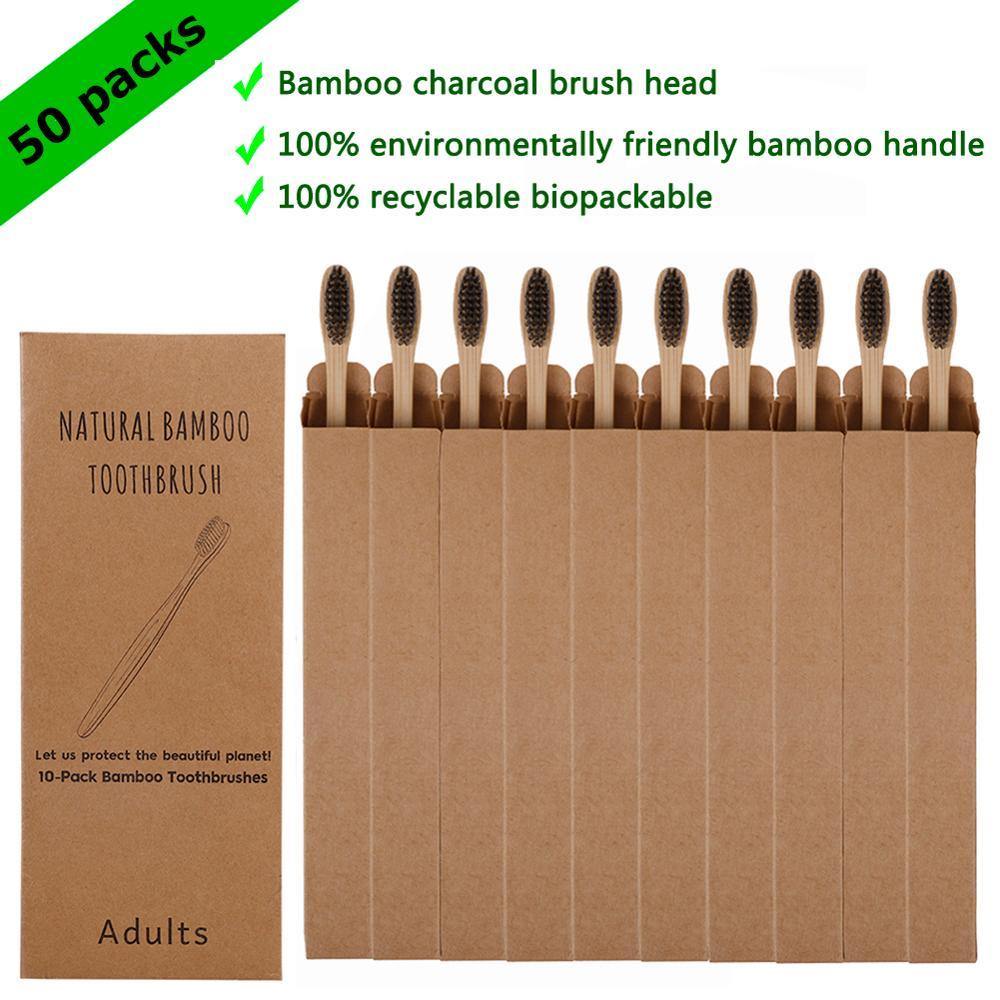 Natural Bamboo Toothbrush Soft Bristles Pack of 50 - Earth Thanks - Natural Bamboo Toothbrush Soft Bristles Pack of 50 - natural, vegan, eco-friendly, organic, sustainable, bamboo, bathroom, body care, compostable, health, non toxic, organic, portable, recyclable, recycle friendly, reusable, self-care, teeth, toilet, toothbrush, travel, unisex, vegan friendly