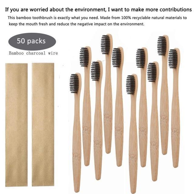 Natural Bamboo Toothbrush Soft Bristles Pack of 50 - Earth Thanks - Natural Bamboo Toothbrush Soft Bristles Pack of 50 - natural, vegan, eco-friendly, organic, sustainable, bamboo, bathroom, body care, compostable, health, non toxic, organic, portable, recyclable, recycle friendly, reusable, self-care, teeth, toilet, toothbrush, travel, unisex, vegan friendly