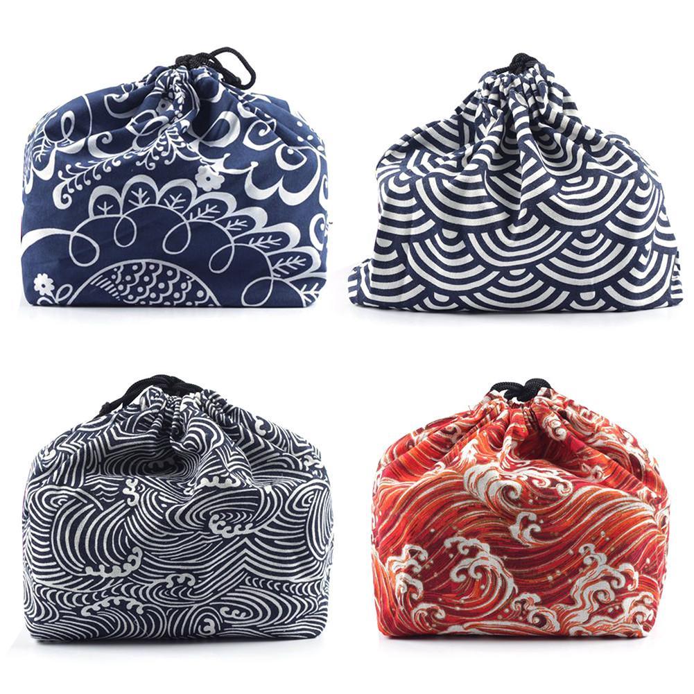 Japanese Style Lunch Box Cotton and Linen Bag - Eco-Friendly & Durable Reusable Food Container