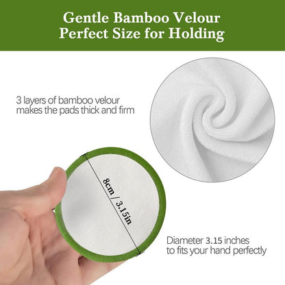 16 Reusable Washable Bamboo Cotton Makeup Remover Pads