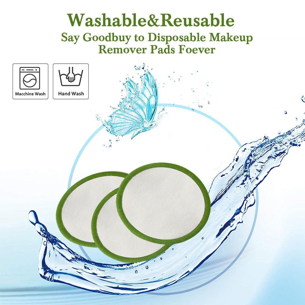 16 Reusable Washable Bamboo Cotton Makeup Remover Pads