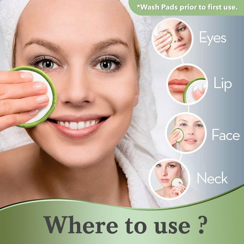 16 Reusable Washable Bamboo Cotton Makeup Remover Pads