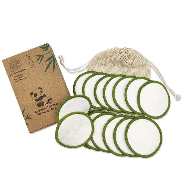 16 Reusable Washable Bamboo Cotton Makeup Remover Pads