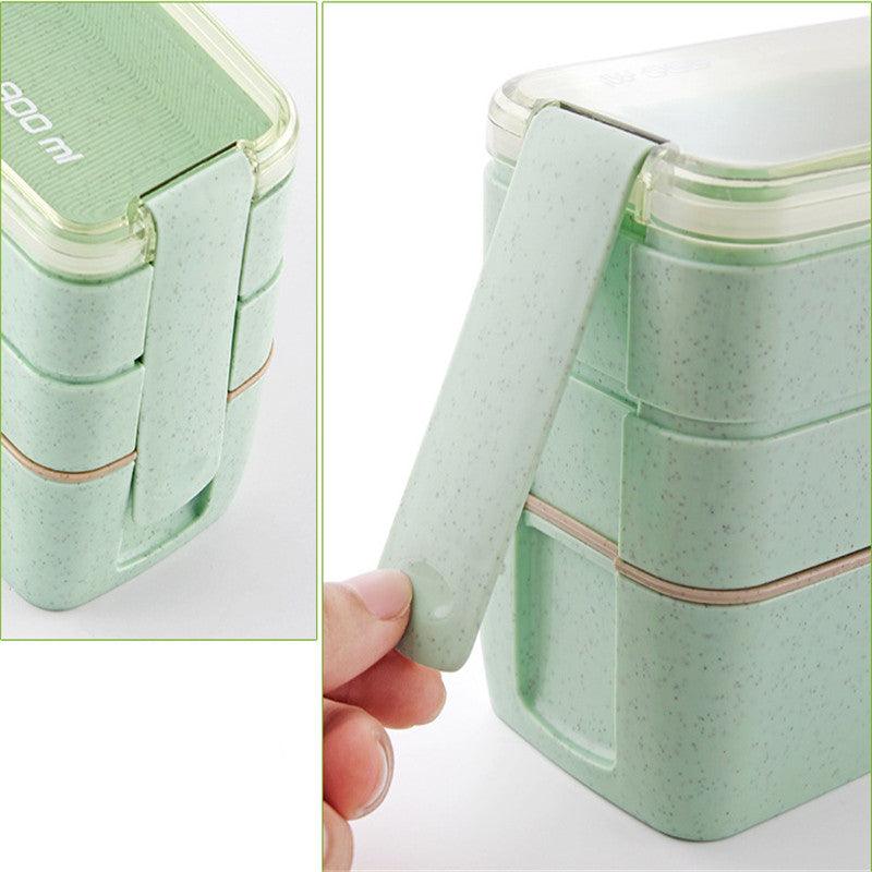 Eco-Friendly Wheat Straw Lunch Box - 3 Layer Bioplastic Container 900ml/750ml