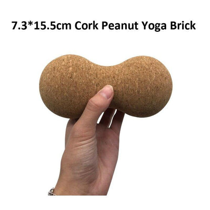 Natural Cork Peanut-Shaped Double Balls Yoga Brick Equipment