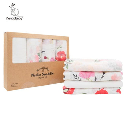 Organic Cotton Baby Swaddle Blankets - Pack of 4