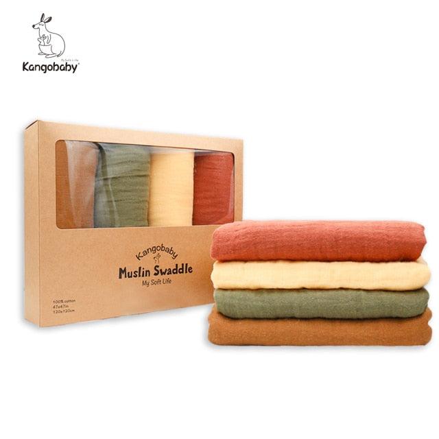 Organic Cotton Baby Swaddle Blankets - Pack of 4