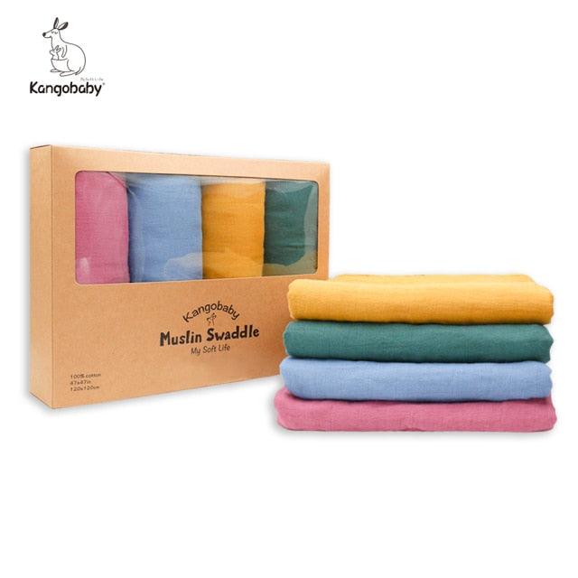 Organic Cotton Baby Swaddle Blankets - Pack of 4