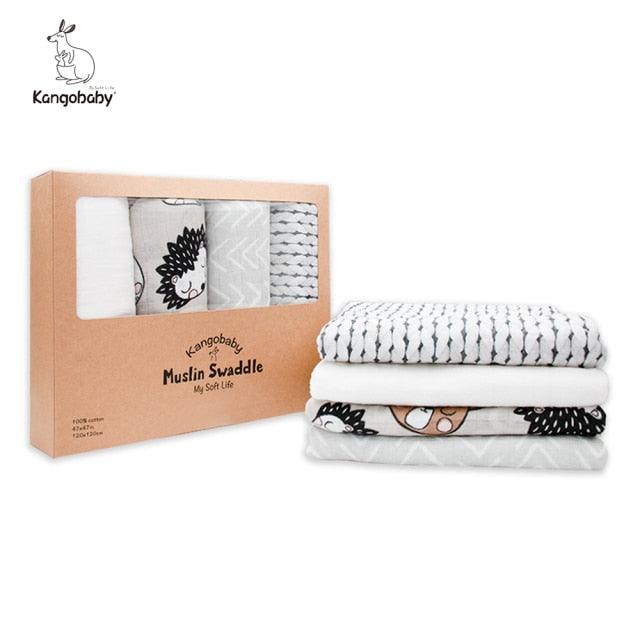 Organic Cotton Baby Swaddle Blankets - Pack of 4