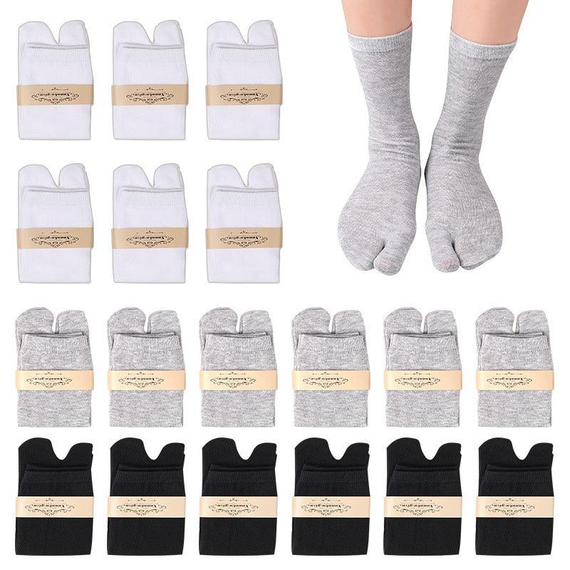 Eco-Friendly Cotton and Bamboo Japanese Tabi Toe Socks - 3 Pack