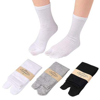 Eco-Friendly Cotton and Bamboo Japanese Tabi Toe Socks - 3 Pack