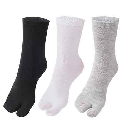 Eco-Friendly Cotton and Bamboo Japanese Tabi Toe Socks - 3 Pack