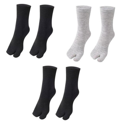 Eco-Friendly Cotton and Bamboo Japanese Tabi Toe Socks - 3 Pack