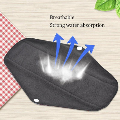 Bamboo Charcoal Reusable Menstrual Pads - Reusable, Antibacterial, and Washable Menstrual Pads - Set of 6/11 pcs