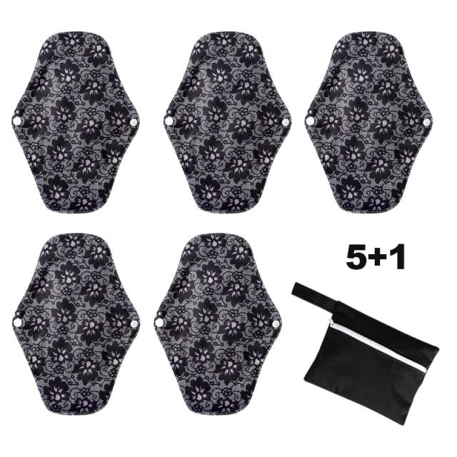 Bamboo Charcoal Reusable Menstrual Pads - Reusable, Antibacterial, and Washable Menstrual Pads - Set of 6/11 pcs