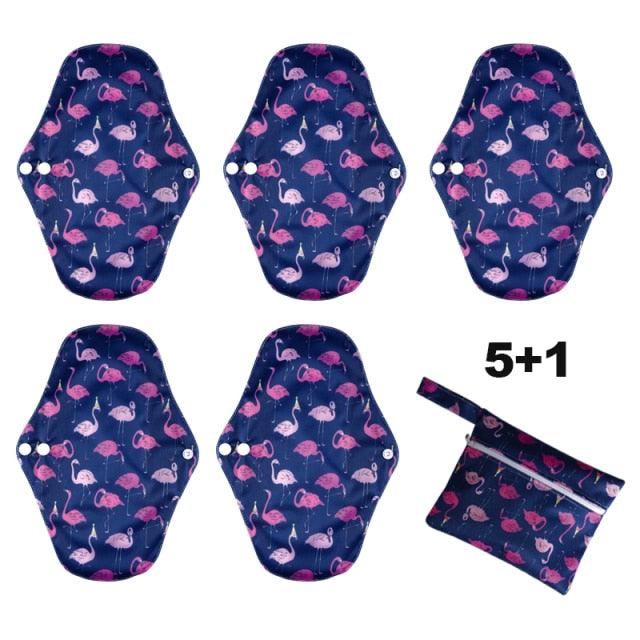 Bamboo Charcoal Reusable Menstrual Pads - Reusable, Antibacterial, and Washable Menstrual Pads - Set of 6/11 pcs