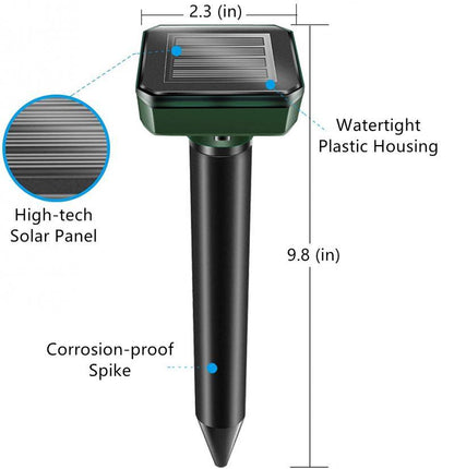 Waterproof Solar Ultrasonic Mole Rat Pest Mice Repeller - Earth Thanks - Waterproof Solar Ultrasonic Mole Rat Pest Mice Repeller - natural, vegan, eco-friendly, organic, sustainable, eco-friendly, garden, mice repeller, pest repeller, rat repeller, solar, ultrasonic