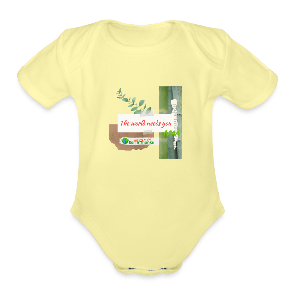 Organic Short Sleeve Baby Bodysuit with Customizable Design - Earth Thanks - Organic Short Sleeve Baby Bodysuit with Customizable Design - natural, vegan, eco-friendly, organic, sustainable, babies, baby, Baby Bodysuits, customizable, Kids & Babies, SPOD