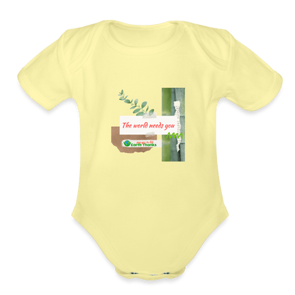 Organic Short Sleeve Baby Bodysuit with Customizable Design - Earth Thanks - Organic Short Sleeve Baby Bodysuit with Customizable Design - natural, vegan, eco-friendly, organic, sustainable, babies, baby, Baby Bodysuits, customizable, Kids & Babies, SPOD