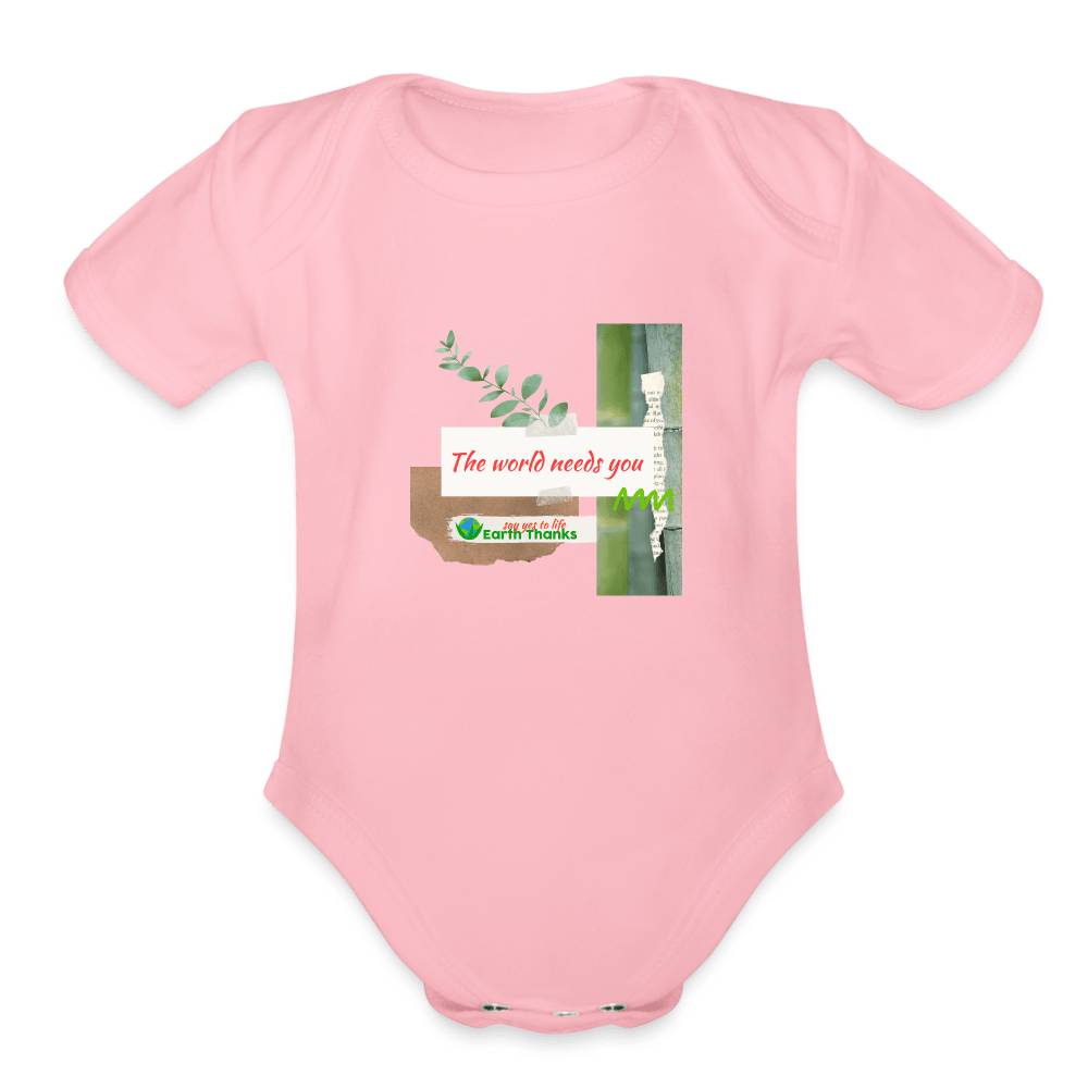 Organic Short Sleeve Baby Bodysuit with Customizable Design - Earth Thanks - Organic Short Sleeve Baby Bodysuit with Customizable Design - natural, vegan, eco-friendly, organic, sustainable, babies, baby, Baby Bodysuits, customizable, Kids & Babies, SPOD