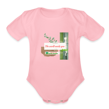 Organic Short Sleeve Baby Bodysuit with Customizable Design - Earth Thanks - Organic Short Sleeve Baby Bodysuit with Customizable Design - natural, vegan, eco-friendly, organic, sustainable, babies, baby, Baby Bodysuits, customizable, Kids & Babies, SPOD