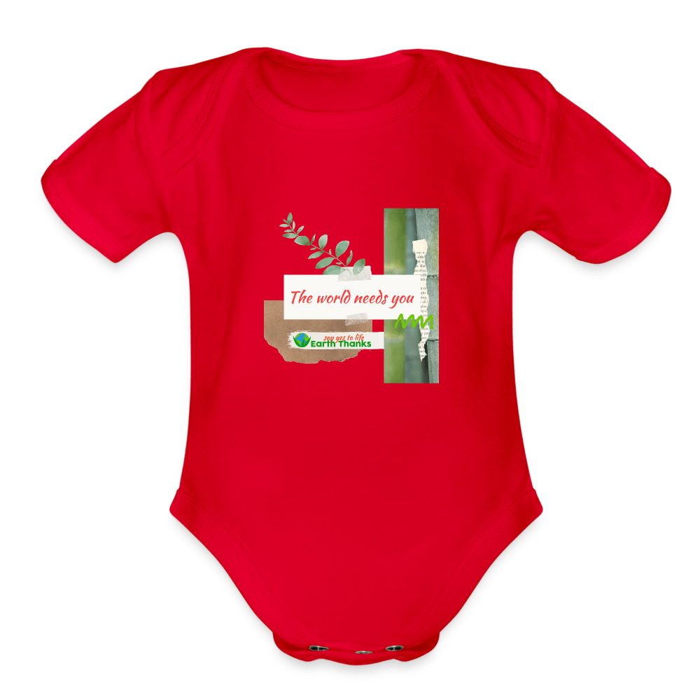 Organic Short Sleeve Baby Bodysuit with Customizable Design - Earth Thanks - Organic Short Sleeve Baby Bodysuit with Customizable Design - natural, vegan, eco-friendly, organic, sustainable, babies, baby, Baby Bodysuits, customizable, Kids & Babies, SPOD