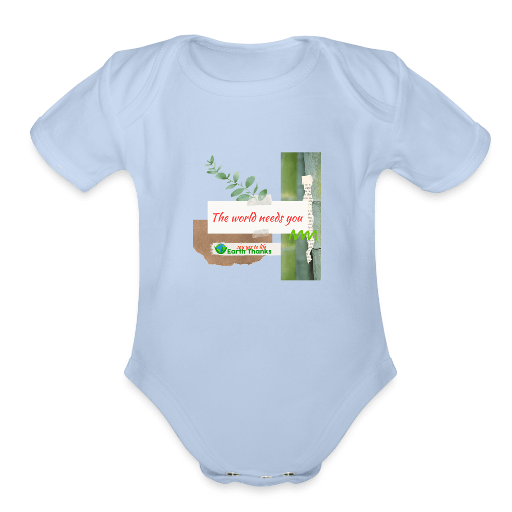 Organic Short Sleeve Baby Bodysuit with Customizable Design - Earth Thanks - Organic Short Sleeve Baby Bodysuit with Customizable Design - natural, vegan, eco-friendly, organic, sustainable, babies, baby, Baby Bodysuits, customizable, Kids & Babies, SPOD