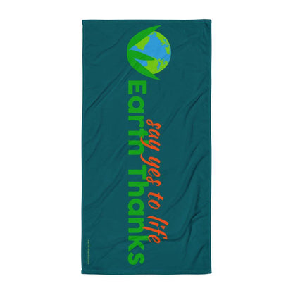 Earth Thanks Teal Beach Towel - Earth Thanks - Earth Thanks Teal Beach Towel - natural, vegan, eco-friendly, organic, sustainable, barrier, bay, beach, clear, cloud, clouds, coast, coastline, exotic, holiday, horizon, hot, island, landscape, ocean, outdoor, palm, paradise, relax, relaxation, relaxing, resort, ridge, sand, sandbar, sandy, scenic, sea, seascape, seaside, shore, sky, summer, sun, sunny, sunscreen, sunshine, surf, tourism, travel, tree, tropic, tropical, turquoise, vacation, water, wave, waves