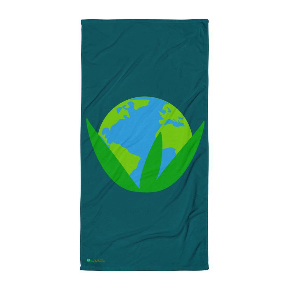 Earth Teal Beach Towel - Earth Thanks - Earth Teal Beach Towel - natural, vegan, eco-friendly, organic, sustainable, accessories, apparel, bathroom, beach, beach towel, beach wear, beachwear, cotton, sea, summer, swim, swimming pool, towel